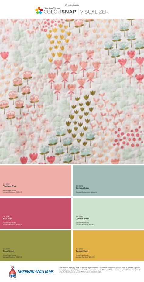 Daycare Color Scheme, Teen Girl Bedroom Color Palette, Quilt Colour Schemes, Gender Neutral Color Palette Bright, Baby Girl Color Schemes, Kids Playroom Color Scheme, Preppy Color Scheme, Daycare Colors Schemes, Girls Room Color Palette