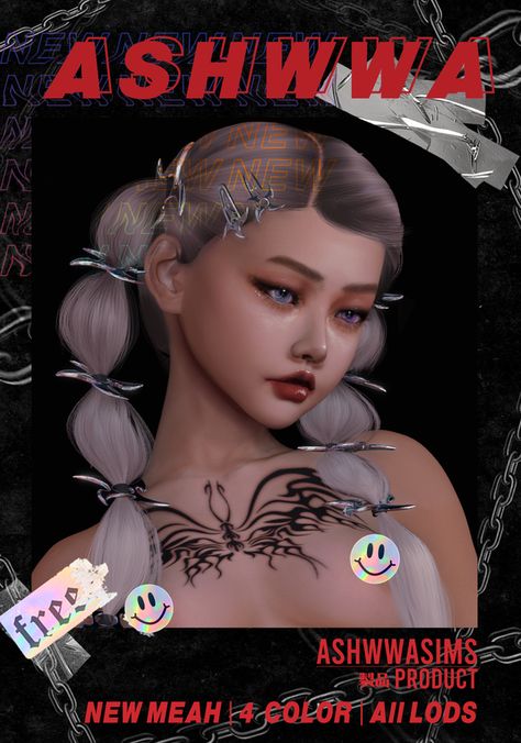 Alpha Cc Hair Sims 4, Cyberpunk Accessories, Sims 4 Cc Goth, Sims 4 Tattoos, Goth Hair, The Sims 4 Pc, Sims 4 Cc Folder, Sims Four, Sims4 Clothes