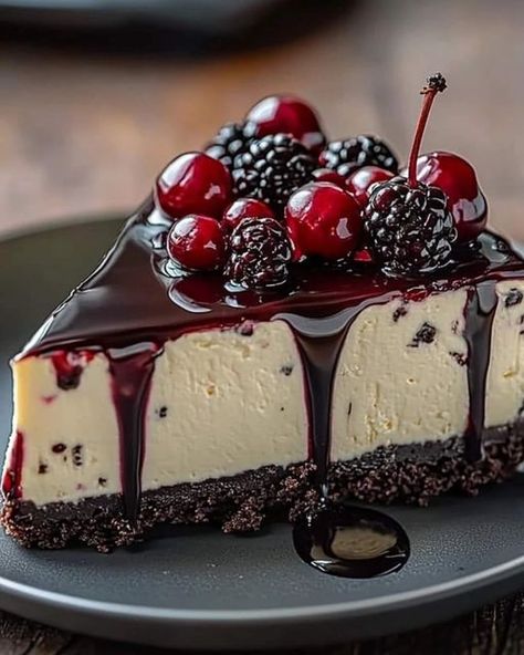 Food Near Me | Black Forest Cheesecake Delight 🍫🍒@everyone | Facebook Cheesecake Delight, Black Forest Cheesecake, Black Forest Cake Recipe, Martha Stewart Recipes, Plate Ideas, Rich Desserts, Black Forest Cake, Forest Cake, Chocolate Recipe