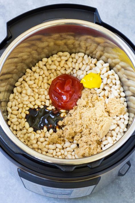 Instapot Cowboy Beans, Diy Baked Beans, Diy Baked Beans From Scratch, Homemade Baked Beans From Dry Beans, Dry Beans Instant Pot, Instapot Baked Beans, Instant Pot Beans Dry, Instant Pot Baked Beans, Baked Beans Instant Pot