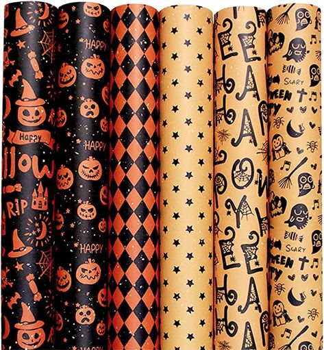 Halloween Gift Wrap, Diy Gift Wrapping Paper, Halloween Wrapping Paper, Wedding Party Bouquets, Ghost Crafts, Party Deco, Diy Wrap, Birthday Gift Wrapping, Halloween Pattern