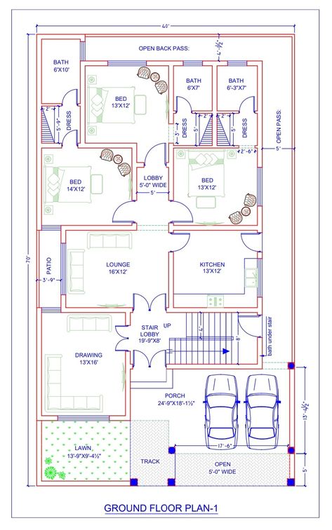 10 marlas house beautiful 2d plan 2d Floor Plan Layout, 2d Home Plan, 40x70 House Plans, 2d House Plan, Exterior Elevation Design, Smart House Plans, 10 Marla House Plan, 30x50 House Plans, Drawing House Plans