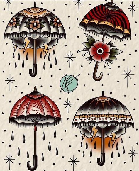 Umbrella Tattoo, Traditional Tattoo Inspiration, Traditional Style Tattoo, Traditional Tattoo Sleeve, Tatuaje A Color, Traditional Tattoo Design, Traditional Tattoo Art, Tattoo Portfolio, Tattoo Flash Art