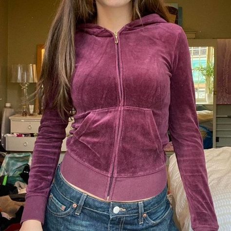 Juicy Couture Women's Burgundy Hoodie Juicy Couture Zip Up Outfit, Juicy Couture Clothes, Juicy Couture Hoodie, Red Tracksuit, Juicy Couture Tracksuit, Burgundy Hoodie, Juicy Couture Jacket, Style Bundle, Couture Tops