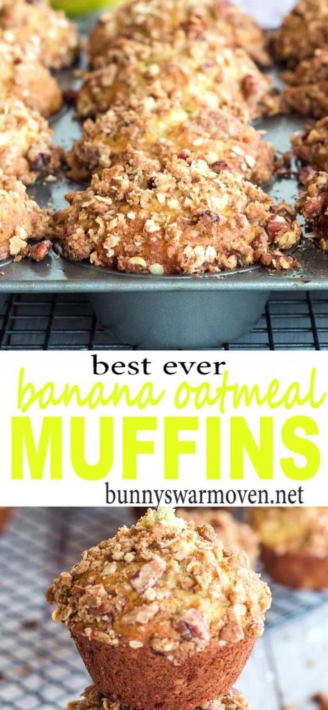 Oatmeal Muffin, Bakery Muffins, Traditional Desserts, Banana Oatmeal Muffins, Almond Bread, Oatmeal Muffins, Banana Oatmeal, Cinnamon Banana, Köstliche Desserts