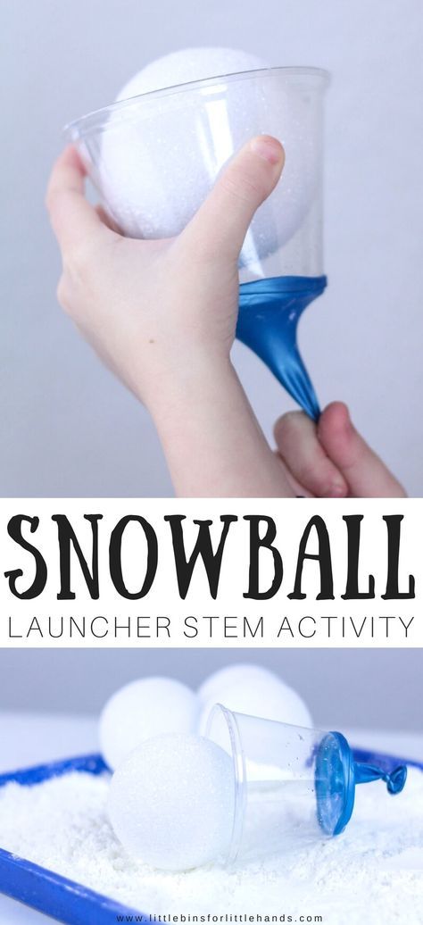 Winter physics and STEM! Get the kids designing, engineering, testing and exploring physics with easy to make snowball launcher winter STEM activity! Hands on STEM with a little bit of gross motor fun! Try our inexpensive science and STEM for a stuck inside kind of day. Snow Themed Stem Activities, Physical Education Stem Activities, Winter Wonderland Stem Activities, New Years Science Experiments For Kids, Snow Themed Party Games, New Years Day Activities For Kids, Winterfest Decorations, Prek Stem Activities, Winter Stem Activities For Kids