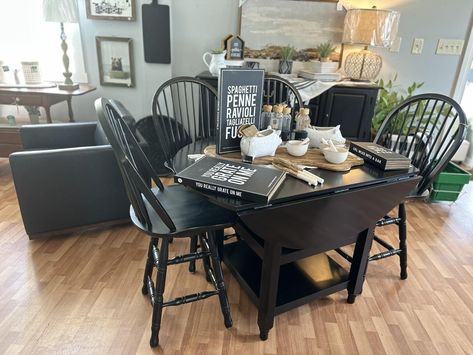 With foldable designs & expandable seating capacities, drop-leaf tables offer a versatile solution for breakfast nooks & small dining areas. They are perfect for spaces that are multipurpose, as they can double up as food-prep stations or wall-mounted desks Shop this black drop leaf table($200) at our Jarrettsville store & online www.bellepatri.com Leaf Tables, Breakfast Nooks, Small Dining Area, Wall Mounted Desk, Black Chair, Drop Leaf Table, Dining Areas, Double Up, Food Prep