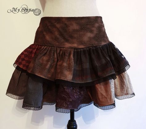 Creation My Oppa 2019 https://www.facebook.com/myoppa.creations Skirt short patchwork  color:  various fabrics (ground color) it is available in : T.42 (sizeXL) mensurations: 3(cm zipper on the left side (The order of the patterns may vary depending on the size of the skirt) french size             (specify the purchase)          if you have a question, contact me by mp For France, colissimo shipping with tracking number and insurance. For Europe and the rest of the world the package will be in Diy Skirt, Thrift Flip, Womens Skirts, Patchwork Skirt, Skirt Short, Brown Shorts, Fit Board Workouts, Asymmetrical Skirt, Beautiful Outfits