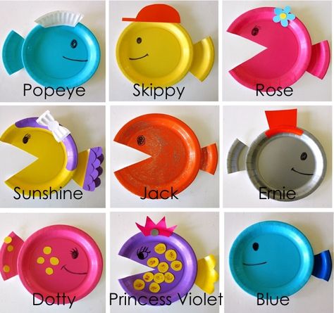 Paper Plate Fish, Paper Plate Animals, Paper Plate Crafts, Plate Crafts, Plastic Plates, Easy Crafts For Kids, Animal Crafts, Paper Plate, Easy Kids