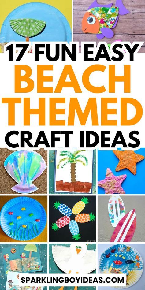 Get inspired by these fun and easy beach themed crafts! From seashell crafts to beach decor, there's something for everyone. Create your own DIY beach accessories or make some ocean themed crafts or beach signs. Add some beach themed wreaths, driftwood crafts, and coastal wall art for that perfect finishing touch. Also try seashell crafts, fish crafts, paper plate crafts, and popsicle stick crafts. With these beach home decor ideas, you'll be feeling like you're seaside all year long. Beach Crafts For Toddlers, Ocean Crafts Preschool, Beach Art Projects, Beach Theme Preschool, Beach Crafts For Kids, Snowflake Crafts, Craft For All Ages, Ocean Theme Crafts, Beach Themed Art