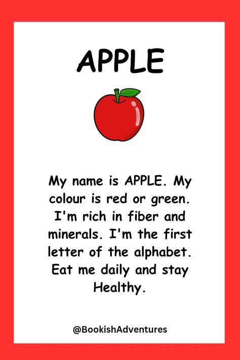 Reading passages about fruits. Fruit passages include watermelon, orange, apple, banana and grapes. Read and have fun with this reading passages. Click image to full size before saving. Short Poems For Kids, First Grade Reading Comprehension, Orange Apple, Learning English For Kids, Preschool Fine Motor, First Grade Reading, Short Poems, English Lessons For Kids, Learning English