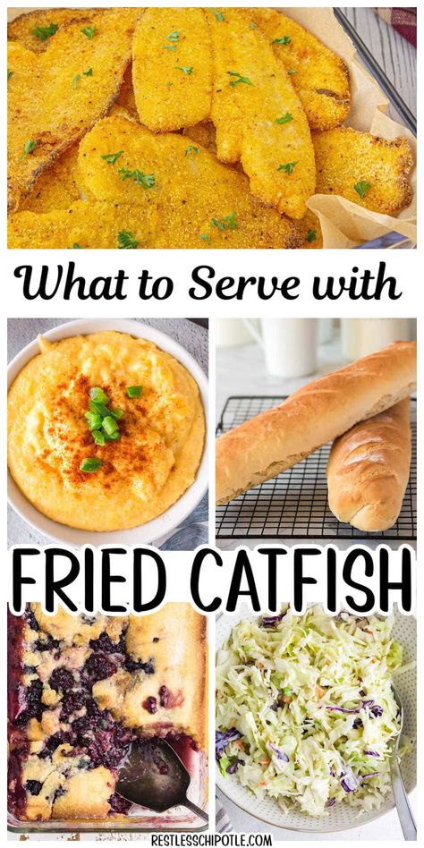 Fried Fish Meals Sides, Desserts That Go With Fish Fry, What Goes With Fried Catfish, Catfish Dinner Ideas Southern Style, What To Serve At A Fish Fry, Dessert For Fish Fry, Side Dishes With Fried Fish, Catfish Meals Dinners, Desserts For Fish Fry