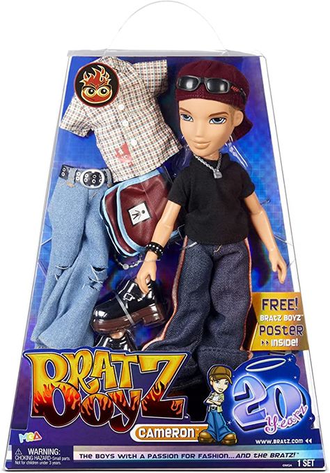 Amazon.com: Bratz 20 Yearz Special Anniversary Edition Original Boy Fashion Doll Cameron with Accessories and Holographic Poster | Collectible Doll | for Collector Adults and Kids of All Ages : Toys & Games Holographic Poster, Bratz Aesthetic Outfit, Holographic Packaging, Cameron Boys, Bratz Doll Outfits, Summer 90s, Chubby Fashion, Original Dolls, Jordan 1s