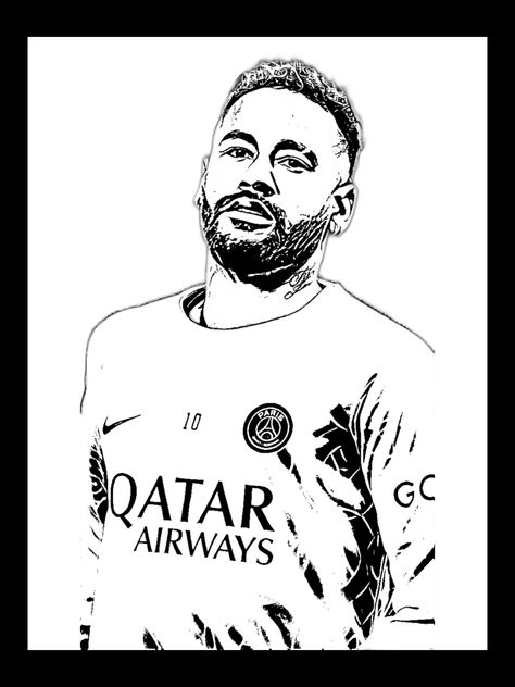 Neymar Pencil Sketch, Drawing Of Neymar Jr, Neymar Jr Art Drawing, How To Draw Neymar Jr, Neymar Jr Stencil Art, Drawing Neymar Jr, Neymar Coloring Pages, Neymar Drawing Pencil, Neymar Jr Drawing Easy