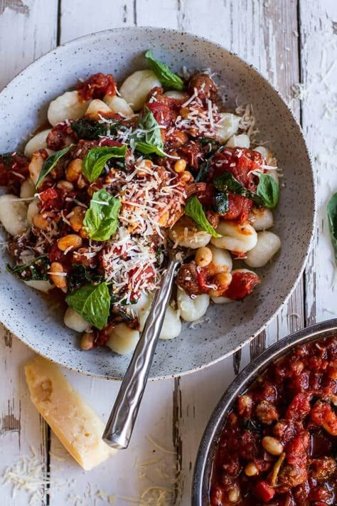 White Bean Ragu, Bean Ragu, Tuscan Sausage, Crockpot Sausage, Sausage Ragu, White Bean Recipes, Handcrafted Knife, Half Baked, Half Baked Harvest