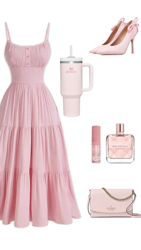 Girly Pink Dress, Modest Princess Outfits, Pink Dress Outfit Aesthetic, Pink Elegant Outfit, Cute Girly Outfits Aesthetic, Barbie Girl Outfit, Pastel Dress Outfit, Pink Dress Outfit Casual, Aesthetic Dresses Casual