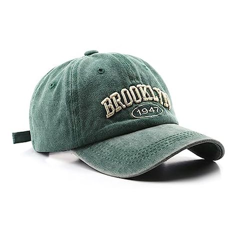 Vintage Brooklyn, Bone Bordado, Distressed Baseball Cap, Vintage Baseball Caps, Gray Cap, T-shirt Broderie, Mens Sun Hats, Green Cap, Vintage Cap