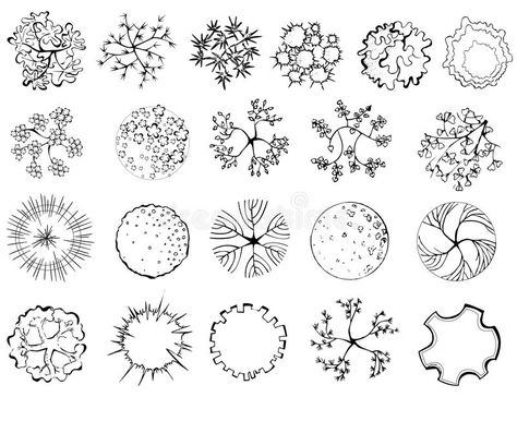 A set of treetop symbols stock illustration Architectural Trees, Trees Top View, Landscape Design Drawings, Landscape Architecture Drawing, Tree Plan, Landscape Sketch, Garden Design Plans, Landscape Design Plans, Landscape Plans