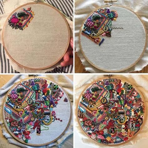 365 Days of Stitches – a maker's circle Embroidery Projects Ideas, Trendy Embroidery, Ideas Embroidery, Stitches Embroidery, Contemporary Embroidery, Brown Paper Bag, Modern Embroidery, Embroidery Hoop Art, Projects Ideas