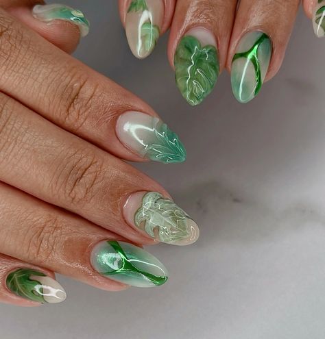 🌿 Monstera Plant 🌿 Custom designed set; what a luscious jungle summer vibe 💚 #nailinspo #naildesign #nails2inspire #gelxnails #naturenails #monsteranails #summernails #3dnailart #3dnails #gardennails #vancouvernails #gelxinspo #nailart #paintednails Jungle Nails Design, Plant Nail Art, Leopard Nail Designs, Cheetah Nail Designs, Cheetah Nails, Nude Nail Polish, Leopard Print Nails, Leopard Nails, Animal Print Nails