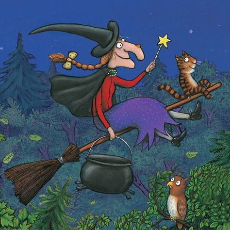 Room on the Broom - Illustrated by Axel Scheffler Axel Scheffler Illustrations, Room On A Broom, Halloween Picture Books, Axel Scheffler, Witch On Broom, Halloween Blocks, Family Read Alouds, Julia Donaldson, Room On The Broom