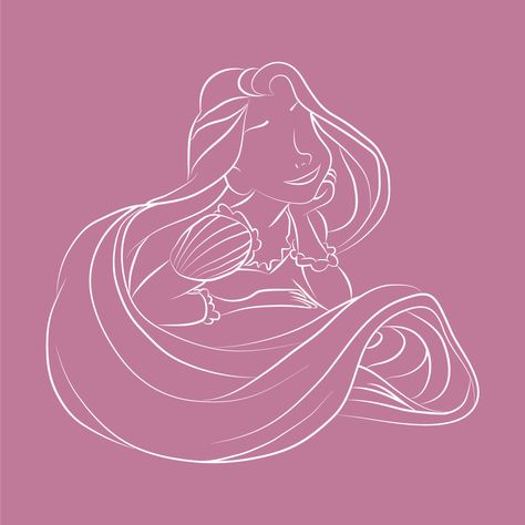 Tangled Illustration Disney, Rapunzel Line Art, Tangled Silhouette, Disney Line Art, Disney Silhouette Art, Disney Lines, Disney Project Life, Disney Quilt, Rapunzel Disney