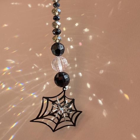 🕷🕸🌞✨🌈 Silver spider & spider web sun catcher Made... - Depop Beaded Spiders, Spider Halloween, Halloween Spider, Sun Catcher, Home Accessory, Spider Web, Suncatchers, Made By Me, Halloween Decorations