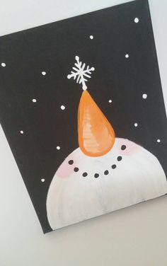 Christmas Canvas Art, Christmas Paintings On Canvas, Holiday Painting, Snowman Painting, Homemade Christmas Cards, Christmas Canvas, Christmas Drawing, Christmas Paintings, Winter Crafts