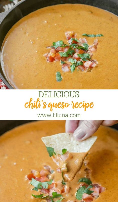 Copycat Chili's skillet queso takes just minutes to make!! It's not only simple but it's delicious and addicting. #chilisquesorecipe #queso #copycatrecipe #copycatqueso #quesorecipe Chili Skillet Queso, Chilis Queso Dip Copycat, Copycat Chilis Queso, Skillet Queso, Hormel Chili, Baked Tortilla Chips, Bread Sauce, Queso Recipe, Queso Dip