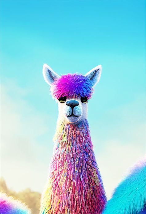 Rainbow llama Rainbow Llama, Llama, Alpaca, Rainbow, Fictional Characters, Art