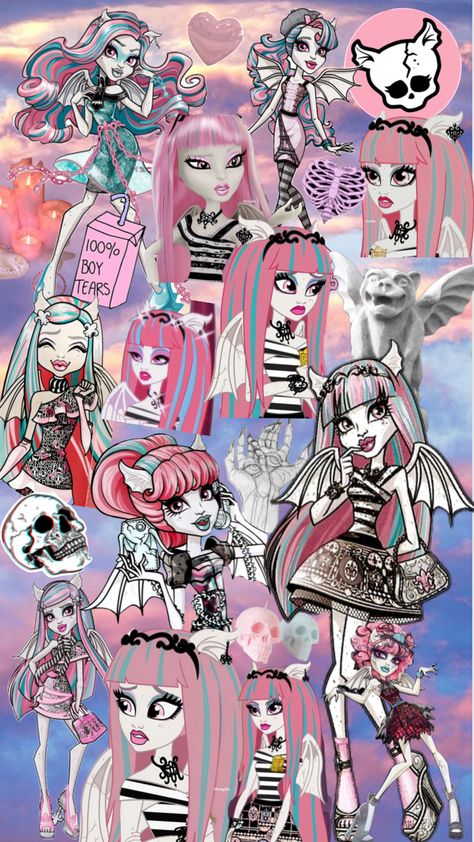 Rochelle Goyle🩷🩵🖤🤍 #monsterhigh #rochellegoyle #gargoyle #french #france #pastel #pastelgoth Monster High Gargoyle, Monster High Aesthetic, High Wallpaper, Rochelle Goyle, Teen Halloween, High Characters, High Aesthetic, Monster High Art, Monster High Characters