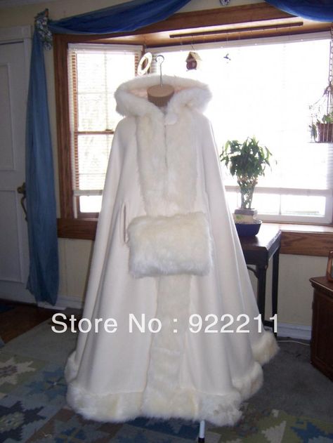 Customise Hooded with Faux Fur Trim Long for Bride Winter Wedding Cloak Cape Fur Wedding Dress, Winter Wedding Cape, Wedding Cloak, Unusual Weddings, Winter Bride, Picnic Wedding, Wedding Cape, Winter Wonderland Wedding, Plan My Wedding