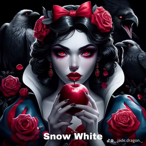 Evil Snow White, Disney Princess Gone Bad, Gothic Snow White, Snow White And Evil Queen, Gothic Disney Princesses, Gothic Disney, Dark Disney Princess, Dark Disney Art, Evil Alice