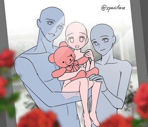 Family Base Drawing Reference, Family Of 3 Drawing Reference, Art Reference Family, Family Photo Drawing Base, Family Of 4 Drawing Base, Royal Family Drawing Base, Art Base Family, Family Body Base, Anime Family Base