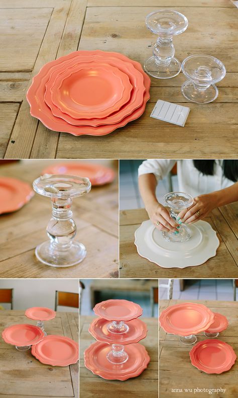 Diy Cake Stand, Cupcake Stands, Cupcake Stand, Tiered Trays, Diy Cake, Crab Cakes, Cake Stands, Décor Diy, Dollar Tree Crafts