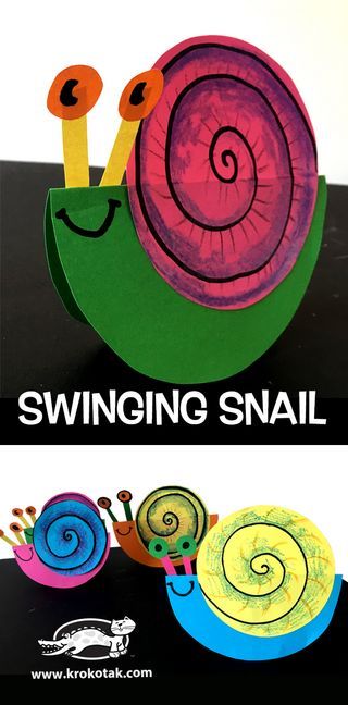 SWINGING SNAIL -EINE SCHAUCKELSCHNECKE - #Basteln #Kindergeburtstag Snails Craft, Snail Craft, Snail Art, Kindergarten Art, Cool Ideas, Construction Paper, Childrens Crafts, Preschool Art, Animal Crafts