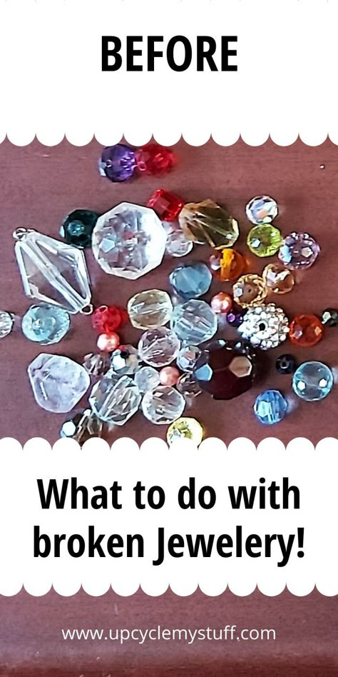 Vintage Jewelry Ornaments Diy, Old Jewellery Crafts, Crafts With Old Jewelry Repurposed, Upcycling Jewelry Diy, Using Old Jewelry Diy Projects, Diy Old Jewelry Projects Ideas, Old Beads Crafts Ideas, Leftover Beads Projects, Things To Make With Old Jewelry Ideas