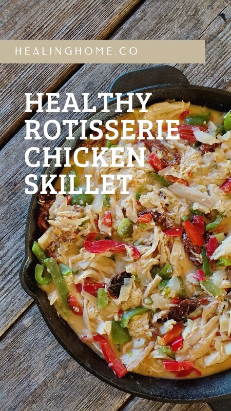 Healthy Rotisserie Chicken Skillet Rotisserie Chicken Skillet Recipes, Rotisserie Chicken Bell Pepper Recipes, Rotisserie Chicken Skillet, Chicken Bell Pepper Recipes, Rotisserie Chicken Recipes Healthy, Stuffed Bell Peppers Chicken, Recipes Using Rotisserie Chicken, Recipes With Chicken And Peppers, Chicken Skillet Recipes