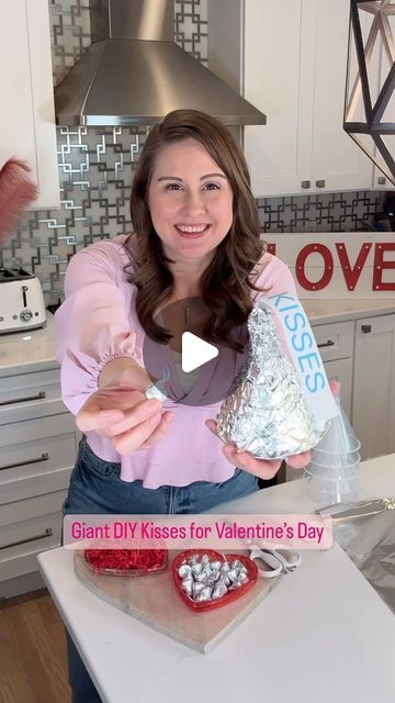 YWM Family on Instagram: "You are definitely going to want to save this for V-Day! ❤️ Wrap up your Valentine’s treats/gifts this year to look like giant DIY Kisses! This is so easy and affordable. 🙌 Follow for more fun ideas! I’m sharing all of the supplies over on LTK to make this project nice and easy, search for YWM_Family. A lot of the funnels have a lip around the edge that you don’t want, but the ones I found are the perfect shape/size. Make sure to follow us on the LTK app too so you can easily shop all of our posts. ❤️ #valentinesdayideas #diyvalentinesday #valentines #valentinesgift #hersheykisses #valentinesdaygift" Treats Gifts, Valentines Recipes Desserts, Kiss Gift, Valentine Centerpieces, Spicy Margarita, February Valentines, Valentines Day Cookies, Homemade Holiday, Valentines Flowers