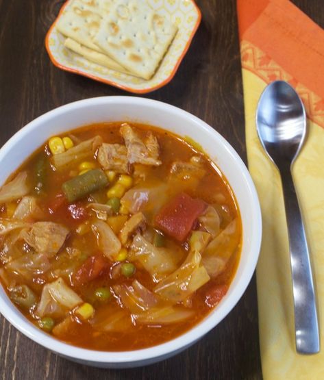 Pork Vegetable Soup - This delicious comforting soup is loaded with rich flavor from vegetables and pork. The flavors get better the longer it sits. Get the recipe over at My Country Table.com. #soup #pork #porkvegetablesoup #vegetablesoup #vegetable #comfortsoup Pork Vegetable Soup, Roasted Veg Soup, Soup Pork, Mix Vegetable Recipe, My Country Table, Pork And Cabbage, Veg Soup, Pork Soup, Comforting Soup