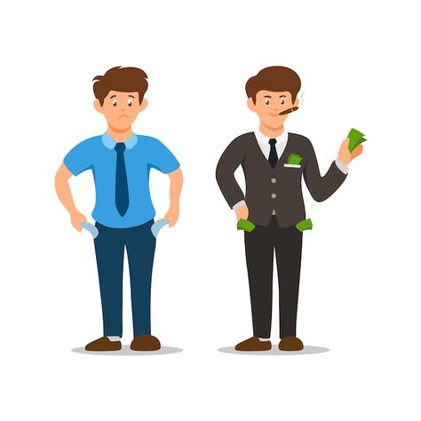 Poor man and rich man character set cart... | Premium Vector #Freepik #vector #rich-poor #business-man-illustration #business-man #businessman-cartoon Rich Drawing, Business Man Cartoon, Rich Cartoon, Poor To Rich, Businessman Cartoon, Cover Novel, Cartoon Video, Man Cartoon, Person Icon