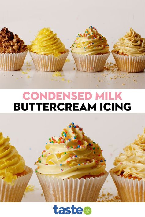 Condensed Milk And Butter Frosting, Best Icing For Cupcakes, Cake Flavours Ideas, Impressive Baking, Homemade Cake Icing, Condensed Milk Buttercream Frosting, Sweetened Condensed Milk Frosting, Condensed Milk Frosting, Best Buttercream Icing