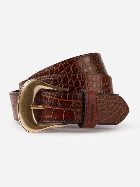 Vintage Crocodile Belt - Brown | Levi's® US Western Belts Outfit, Brown Belt Outfit, Masc Clothing, Belts Aesthetic, Crocodile Belt, Vintage Inspired Fashion, Detailed Jewelry, Classic Brown, Vintage Belt