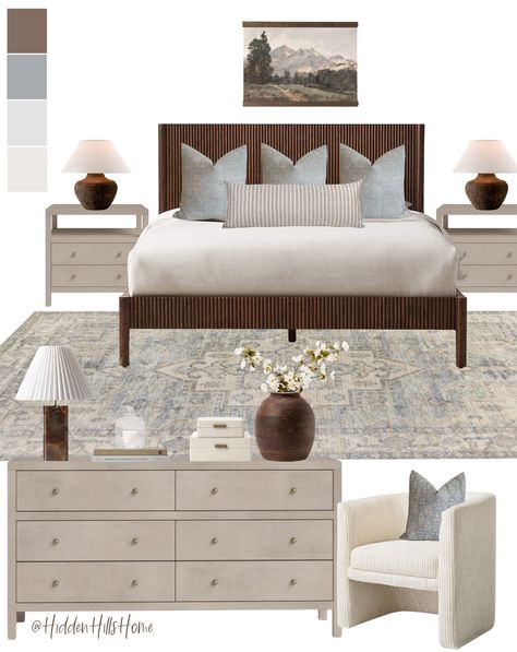 Siro Dark Mindi Wood Queen Bed + … curated on LTK Modern Traditional Bedroom Decor, Brown Wood Bedroom, Modern Traditional Bedroom, New Apartment Aesthetic, Modern Classic Bedroom, Bed Side Table Design, Primary Bedroom Suite, Wood Queen Bed, Costal Bedroom