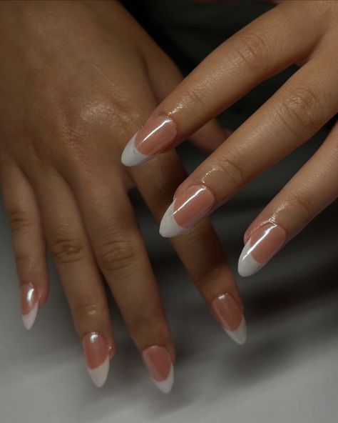 Love the chrome frenchies 🍦🤍 . . #nailedbyniaaaa #gelxnailsystem #chromenails #frenchnails #southhadleynails #amherstnails #mhcnails Chrome Frenchies, Chrome Nails, French Nails, Nails, Quick Saves