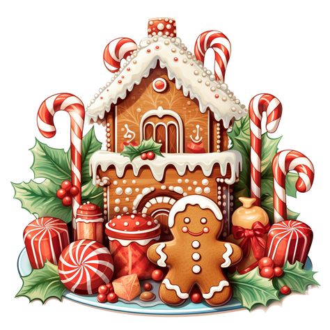 Gingerbread House Illustration Art, Christmas Clipart Free Printable, Gingerbread Printable, Christmas Tea Cups, Christmas Decorations Printable, Gingerbread Pictures, Gingerbread Clipart, Christmas Decor Printable, Christmas Clipart Free