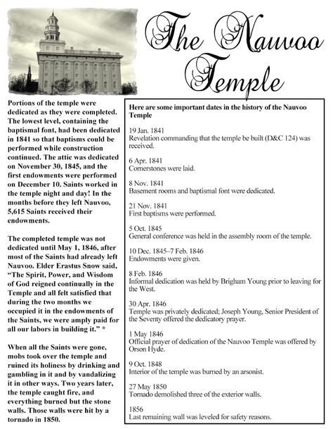 Temple Handout, Make Journal, Doctrinal Mastery, Scripture Mastery, Nauvoo Temple, Lds Seminary, Student Journal, Reading Charts, Doctrine And Covenants