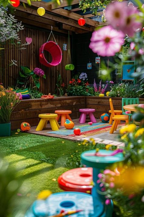 Creative Small Garden Play Area Ideas for Kids Kids Garden Ideas Play, Small Outdoor Playground, Backyard Play Area Landscaping, Small Courtyard Play Area, Childrens Play Garden Ideas, Small Yard Play Area For Kids, Small Playground Ideas, Garden Children Play Area, Small Garden For Kids