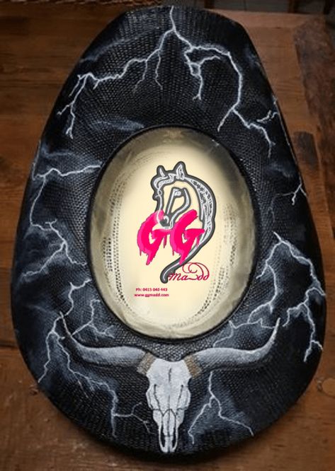 Check out this custom designed and hand painted cowboy hat by GGMadd Designs! #horsebackriding #horseback #riding #hairstyles Painted Cowboy Hats Ideas, Cowboy Hat Painting Ideas, Hand Painted Cowboy Hats, Horseback Riding Hairstyles, Riding Hairstyles, Painted Cowboy Hats, Hand Painted Hats, Womens Western Hats, Hooey Hats