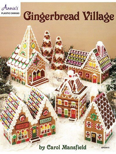 What says Christmas better than a gingerbread house? Pattern includes a complete grouping of charming houses, stores, trees and a church. All are stitched on 7-count plastic canvas. You will love “icing” them with lace and decorating with … Read More ... Gingerbread House Pattern, Gingerbread House Patterns, Dolls House Shop, House Pattern, Plastic Canvas Books, Gingerbread Village, Plastic Canvas Coasters, Plastic Canvas Pattern, American School